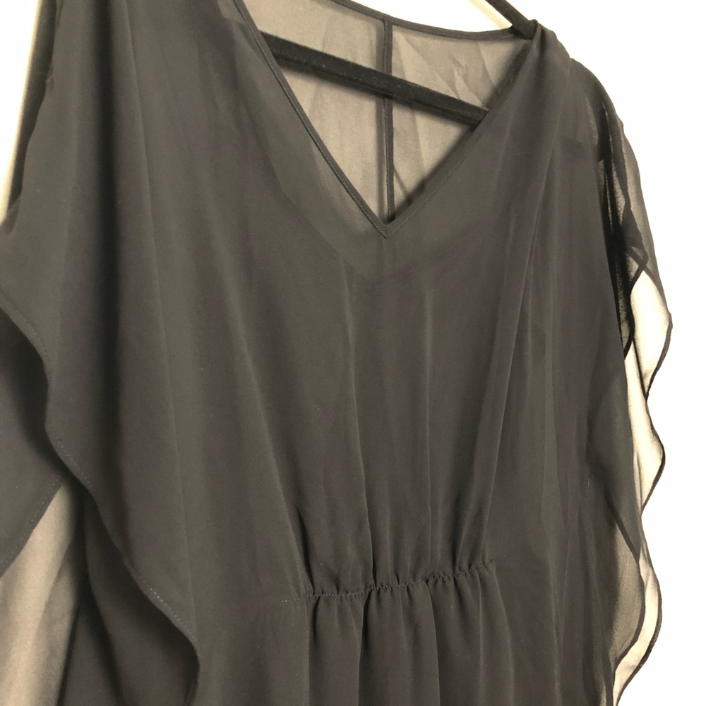 Black Sheer Butterfly Sleeve Dress